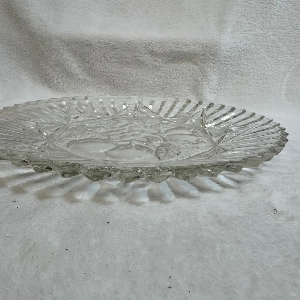 Vintage Clear Glass‎ Fruit Embossed Serving Dish Plate